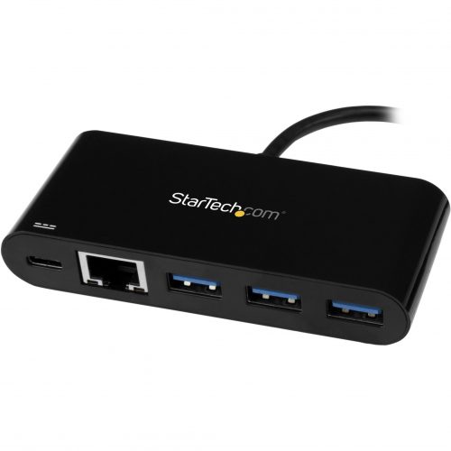 Startech .com 3 Port USB-C Hub with Gigabit Ethernet & 60W Power Delivery PassthroughUSB-C to 3xUSB-A5Gbps USB 3.0 Type-C Adapter Hub -… HB30C3AGEPD