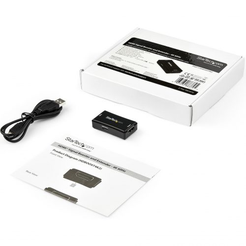 Startech .com 45ft / 14m HDMI Signal Booster4K 60HzUSB PoweredHDMI Inline Repeater & Amplifier7.1 Audio Support (HDBOOST4K2)Amp… HDBOOST4K2