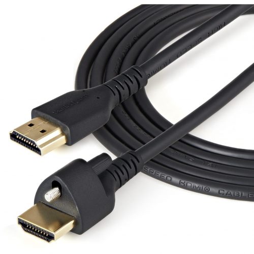 Startech .com 2m(6ft) HDMI Cable with Locking Screw, 4K 60Hz HDR High Speed HDMI 2.0 Cable with Ethernet, Secure Locking Connector, M/M2m (6…. HDMM2MLS