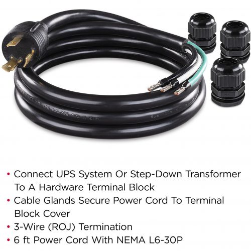 Cyber Power L630PHW6FT 6 ft Hardwire  CordBlack 6 ft, NEMA L6-30P,  WarrantyHardware & Accessories L630PHW6FT