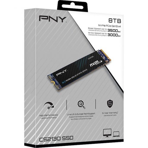 PNY Technologies CS2130 8 TB Solid State DriveM.2 2280 InternalPCI Express NVMe (PCI Express NVMe 3.0 x4)Desktop PC, Notebook, MAC Device… M280CS2130-8TB-RB