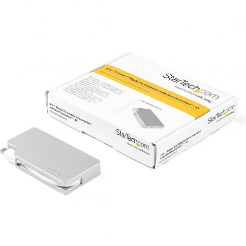 Startech .com Aluminum Travel A/V Adapter: 3-in-1 Mini DisplayPort to VGA, DVI or HDMImDP Adapter4KKeep this aluminum adapter with y… MDPVGDVHD4K