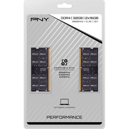 PNY Technologies Performance DDR4 2666MHz Notebook MemoryFor Notebook32 GB (2 x 16GB)DDR4-2666/PC4-21300 DDR4 SDRAM2666 MHzCL191.20 V… MN32GK2D42666