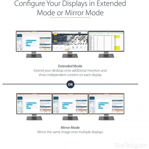 Startech .com 3-Port Multi Monitor Adapter, DisplayPort 1.4 to Triple 4K DP Video Splitter or Dual 4K, DisplayPort MST Hub Display Adapter -… MST14DP123DP