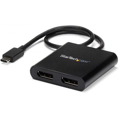 Startech .com 2-Port Multi Monitor AdapterUSB-C to DisplayPort 1.2 Video SplitterUSB-C to Dual DP MST HubTB3 CompatibleWindows -… MSTCDP122DP