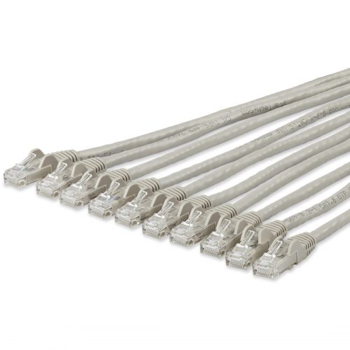 Startech .com 10 ft. CAT6 Ethernet Cable10 PackETL VerifiedGray CAT6 Patch CordSnagless RJ45 Connectors24 AWGUTP10 f… N6PATCH10GR10PK