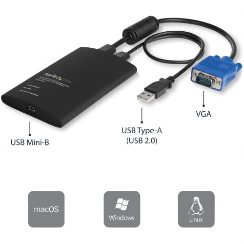 Startech .com USB Crash Cart Adapter with File Transfer & Video Capture at 1920 x1200 60HzKVM adapter accesses any VGA and USB systemIns… NOTECONS02
