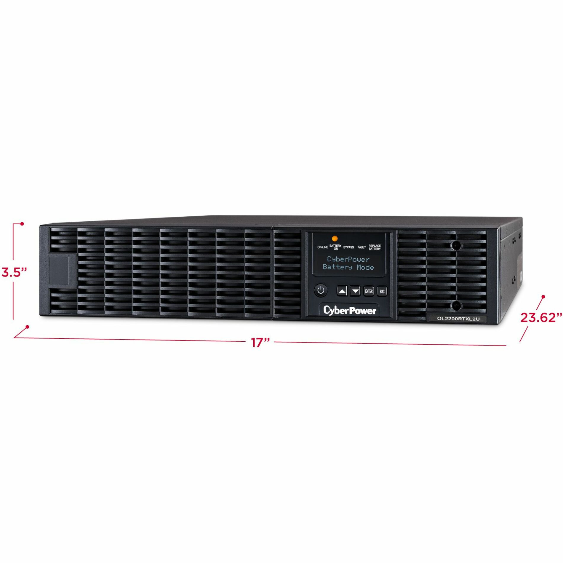 Cyber Power OL2200RTXL2UN Smart App Online UPS Systems2200VA/1800W, 100125 VAC, NEMA 5-20P, 2U, Rack / Tower, Sine Wave, 7 Outlets, L… OL2200RTXL2UN