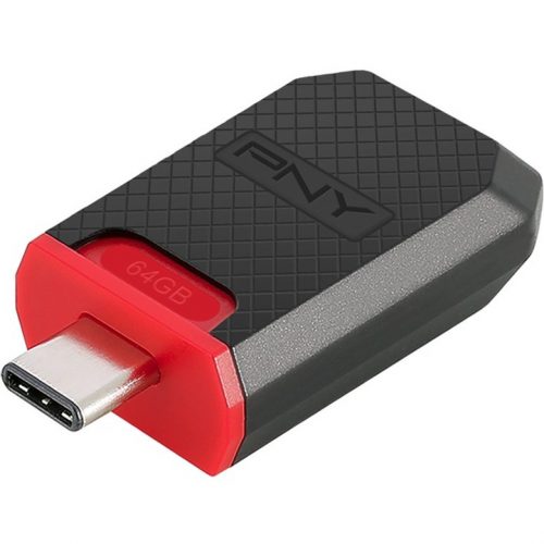 PNY Technologies 64GB Elite USB 3.1 Gen 1 Type-C Flash Drive64 GBUSB 3.1 (Gen 1) Type C130 MB/s Read SpeedRed, Black Warranty P-FD64GELTC-GE