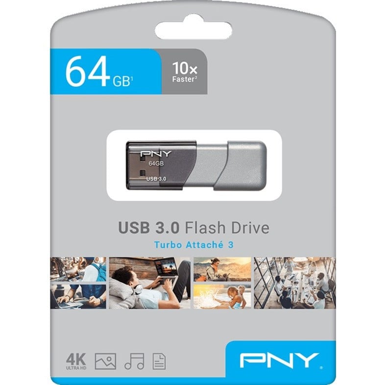 PNY 64GB USB 3.0 Flash Drive64 GBUSB 3.0 (3.1 Gen 1)95 MB/s Read Speed60 MB/s Speed P-FD64GTBOP-GE - Corporate Armor