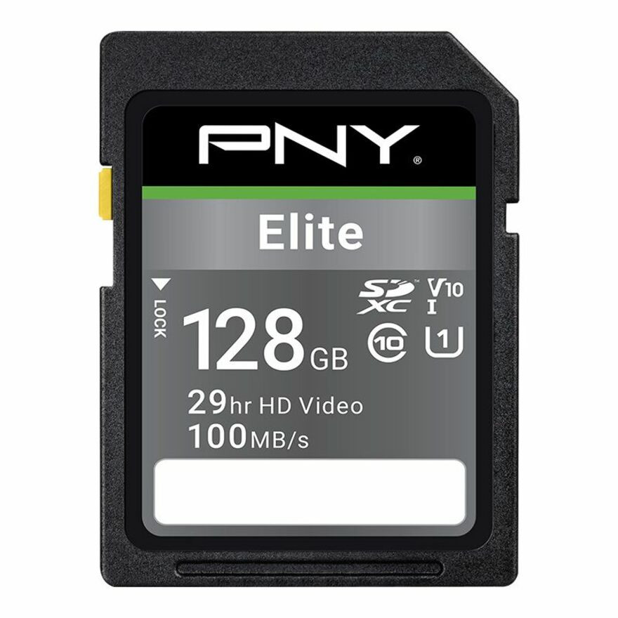 PNY Technologies Elite 128 GB Class 10/UHS-I (U1) V10 SDXC100 MB/s ReadLifetime Warranty P-SD128U1100EL-GE