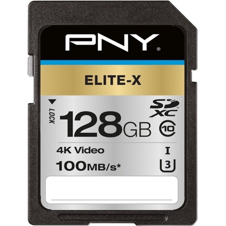PNY Technologies Elite-X 128 GB Class 10/UHS-I (U3) SDXC100 MB/s Read P-SD128U3100EX-GE
