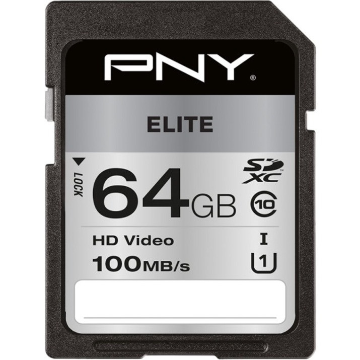 PNY Technologies Elite 64 GB Class 10/UHS-I (U1) SDXC100 MB/s Read P-SD64GU1100EL-GE