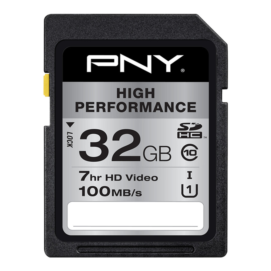 PNY Technologies High Performance 32 GB Class 10/UHS-I (U1) SDHC100 MB/s ReadLifetime Warranty P-SDHC32GU1GW-GE