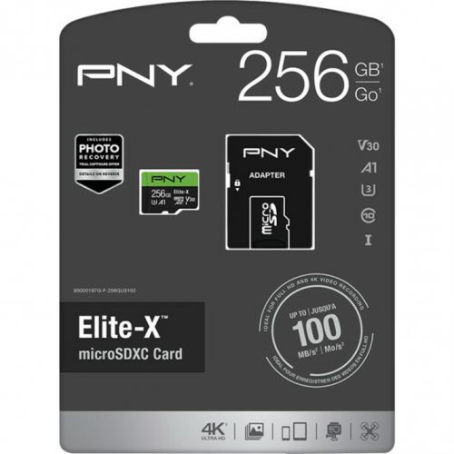 PNY Technologies Elite-X 256 GB Class 10/UHS-I (U3) microSDXC100 MB/s Read P-SDU256U3100EX-GE