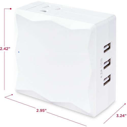 Cyber Power P2WU Professional 2Outlet Surge with 500 JNEMA 5-15P, Wall Tap, 34.2 Amps (Shared) USB, White, Lifetime Warranty P2WU