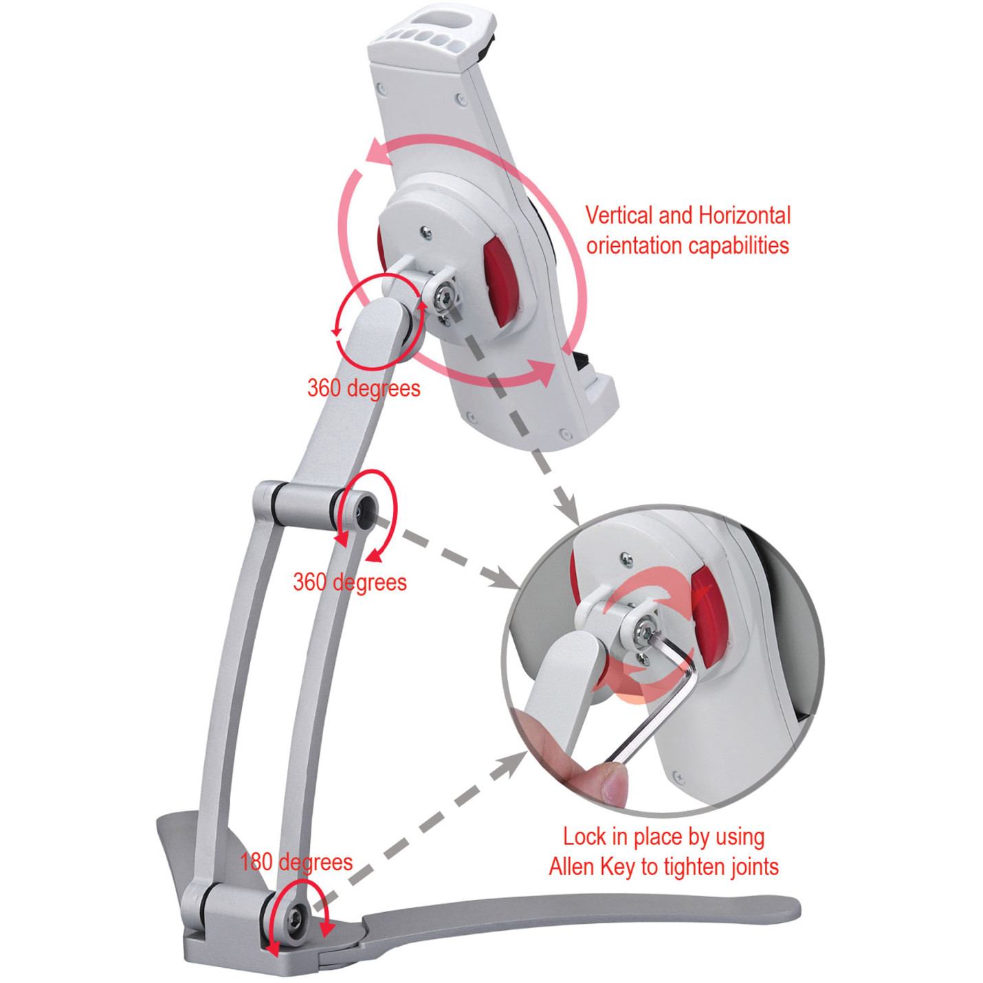 Cta Digital Accessories PAD-KMS 2-in-1 Kitchen Mount Stand for iPad and Tablets13″ x 13.5″ x 7″ xAluminum1 PAD-KMS