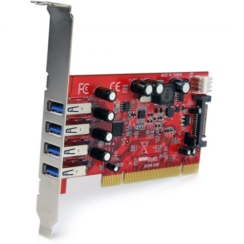 Startech .com 4 Port PCI SuperSpeed USB 3.0 Adapter Card with SATA/SP4 PowerAdd 4 SuperSpeed USB 3.0 ports to a computer through a PCI slot… PCIUSB3S4