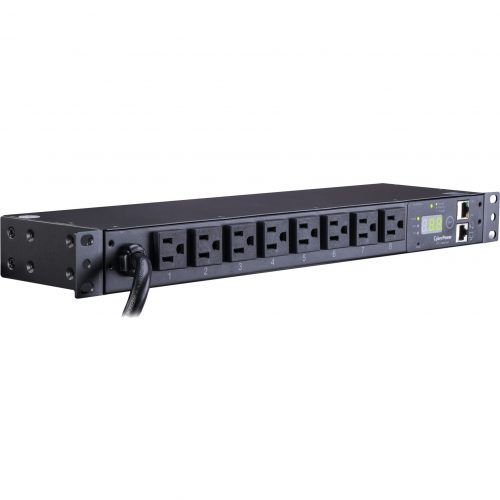 Cyber Power Monitored PDU RM 1U PDU15M8FNET 15A 8-Outlet8 x NEMA 5-15RZero U 19″ Rack-mountable, 1U 19″ Rack-mountable PDU15M8FNET