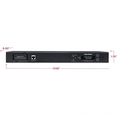 Cyber Power PDU20MHVIEC10AT 200240 VAC 20A Metered ATS PDU10 Outlets, 10 ft, 2 x IEC-320 C20, Horizontal, 1U, LCD,  Warranty PDU20MHVIEC10AT
