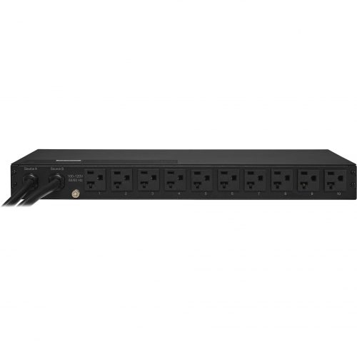 Cyber Power PDU20MT10AT 100120 VAC 20A Metered ATS PDU10 Outlets, 10 ft, 2 x NEMA L5-20P, Horizontal, 1U, LCD,  Warranty PDU20MT10AT