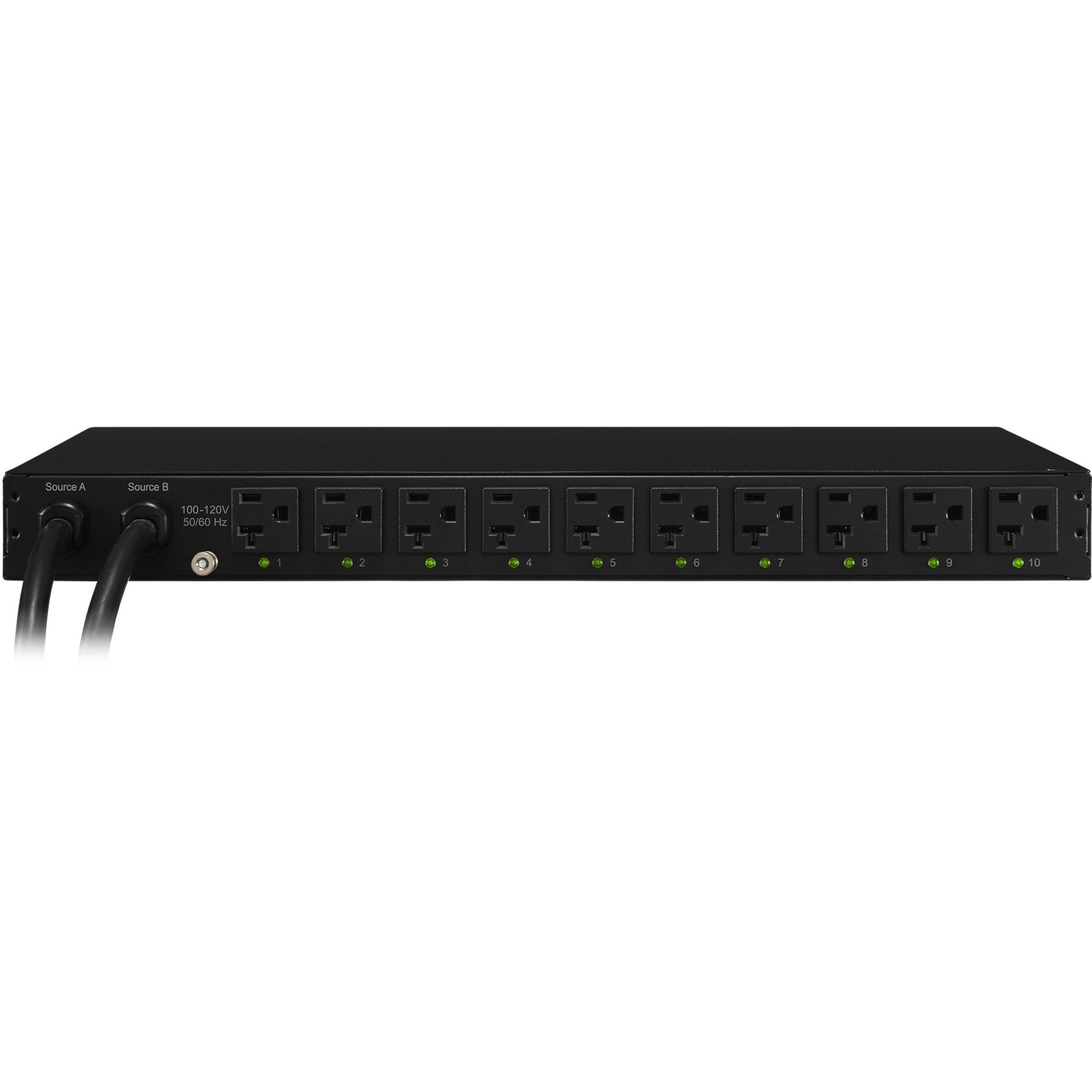 Cyber Power PDU20SWT10ATNET 100120 VAC 20A Switched ATS PDU10 Outlets, 10 ft, 2 x NEMA L5-20P, Horizontal, 1U, LCD,  Warranty PDU20SWT10ATNET