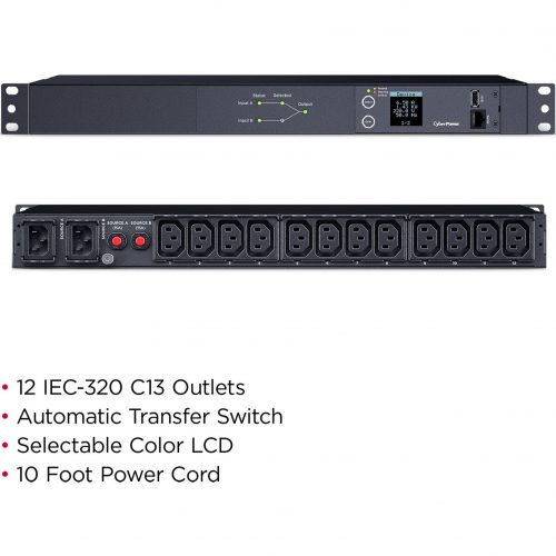 CyberPower PDU24004 Switched ATS PDU – 12 Outlets Metered 230V AC