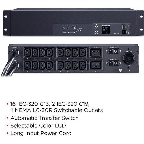 CyberPower PDU24007 Metered ATS PDU – 19-Outlets