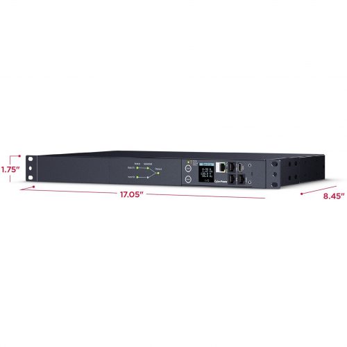 Cyber Power Switched ATS PDU PDU44004 12-Outlets PDUSwitchedIEC 60320 C1412 x IEC 60320 C13230 V ACNetwork (RJ-45)1UHorizon… PDU44004