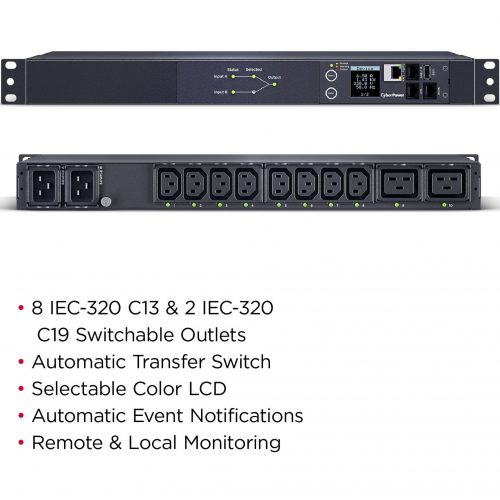 CyberPower PDU44006 ATS 10-Outlet PDU – Switched NEMA L6-20P