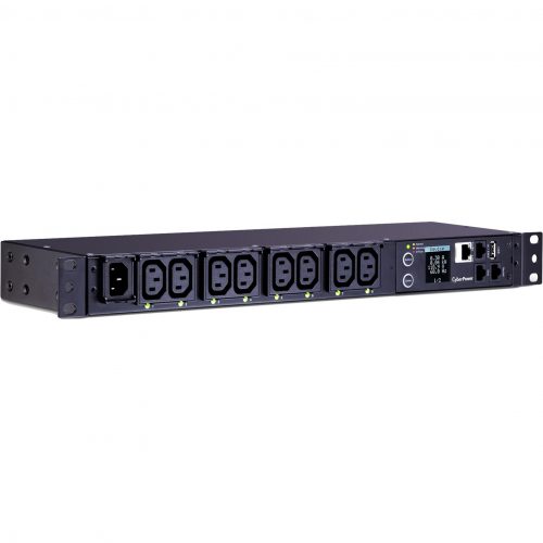 Cyber Power PDU81004 100120 VAC 15A Switched Metered-by-Outlet PDU8 Outlets, 10 ft, IEC-320 C14, Horizontal, 1U, LCD,  Warranty PDU81004