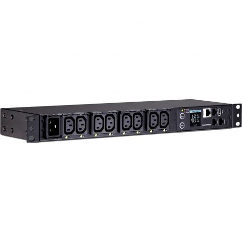 Cyber Power PDU81005 100120 VAC 20A Switched Metered-by-Outlet PDU8 Outlets, 10 ft, IEC-320 C20, Horizontal, 1U, LCD,  Warranty PDU81005