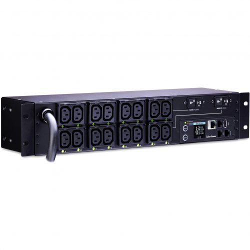 Cyber Power PDU81007 200240 VAC 30A Switched Metered-by-Outlet PDU16 Outlets, 12 ft, NEMA L6-30P, Horizontal, 2U, LCD,  Warranty PDU81007