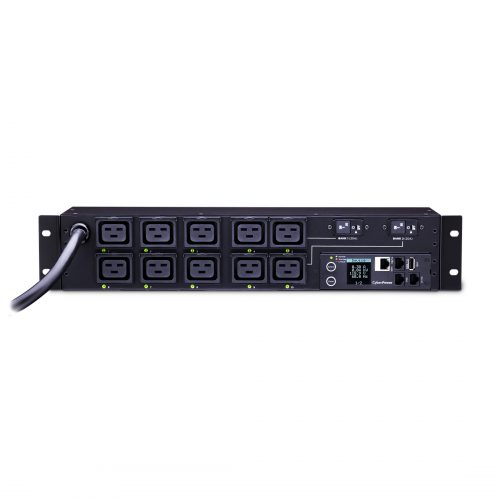 Cyber Power PDU81009 200240 VAC 30A Switched Metered-by-Outlet PDU10 Outlets, 12 ft, NEMA L6-30P, Horizontal, 2U, LCD,  Warranty PDU81009