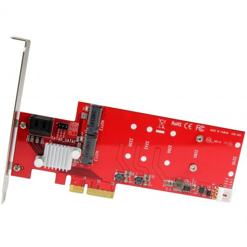 Startech .com 2x M.2 NGFF SSD RAID Controller Card plus 2x SATA III PortsPCIeTwo Slot PCI Express M.2 RAID Card plus Two SATA Ports -… PEXM2SAT3422