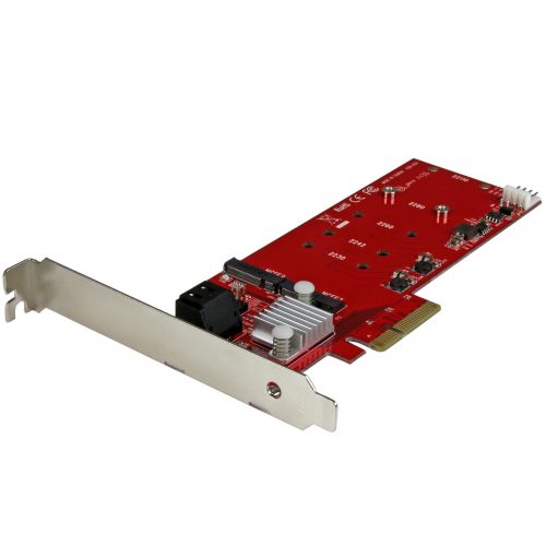 Startech .com 2x M.2 NGFF SSD RAID Controller Card plus 2x SATA III PortsPCIeTwo Slot PCI Express M.2 RAID Card plus Two SATA Ports -… PEXM2SAT3422