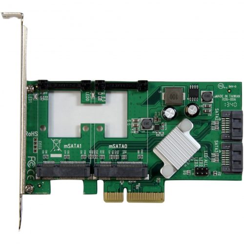 Startech .com 2 Port PCI Express 2.0 SATA III 6Gbps RAID Controller Card w/ 2 mSATA Slots and HyperDuo SSD TieringCombine SSD performance… PEXMSATA3422