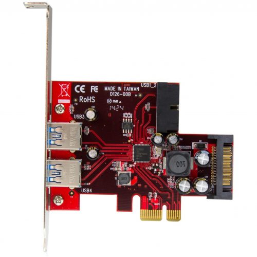 Startech .com 4 Port PCI Express USB 3.0 Card2 External & 2 InternalSATA PowerAdd front or rear panel USB 3.0 ports to your computer… PEXUSB3S2EI