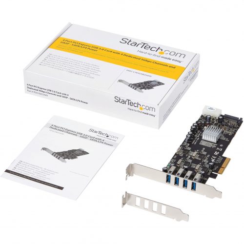 Startech .com 4 Port PCI Express (PCIe) SuperSpeed USB 3.0 Card Adapter w/ 4 Dedicated 5Gbps ChannelsUASPSATA/LP4 PowerAdd four USB… PEXUSB3S44V