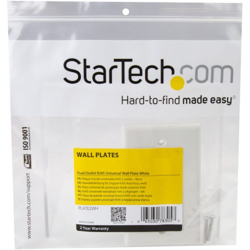 Startech .com Dual Outlet RJ45 Universal Wall Plate White2 x SocketWhite PLATE2WH