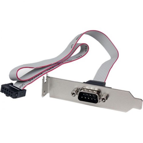 Startech .com 1 Port 16in DB9 Serial Port Bracket to 10 Pin HeaderLow Profile1 x DB-9 Male Serial1 x IDC FemaleGray PLATE9M16LP