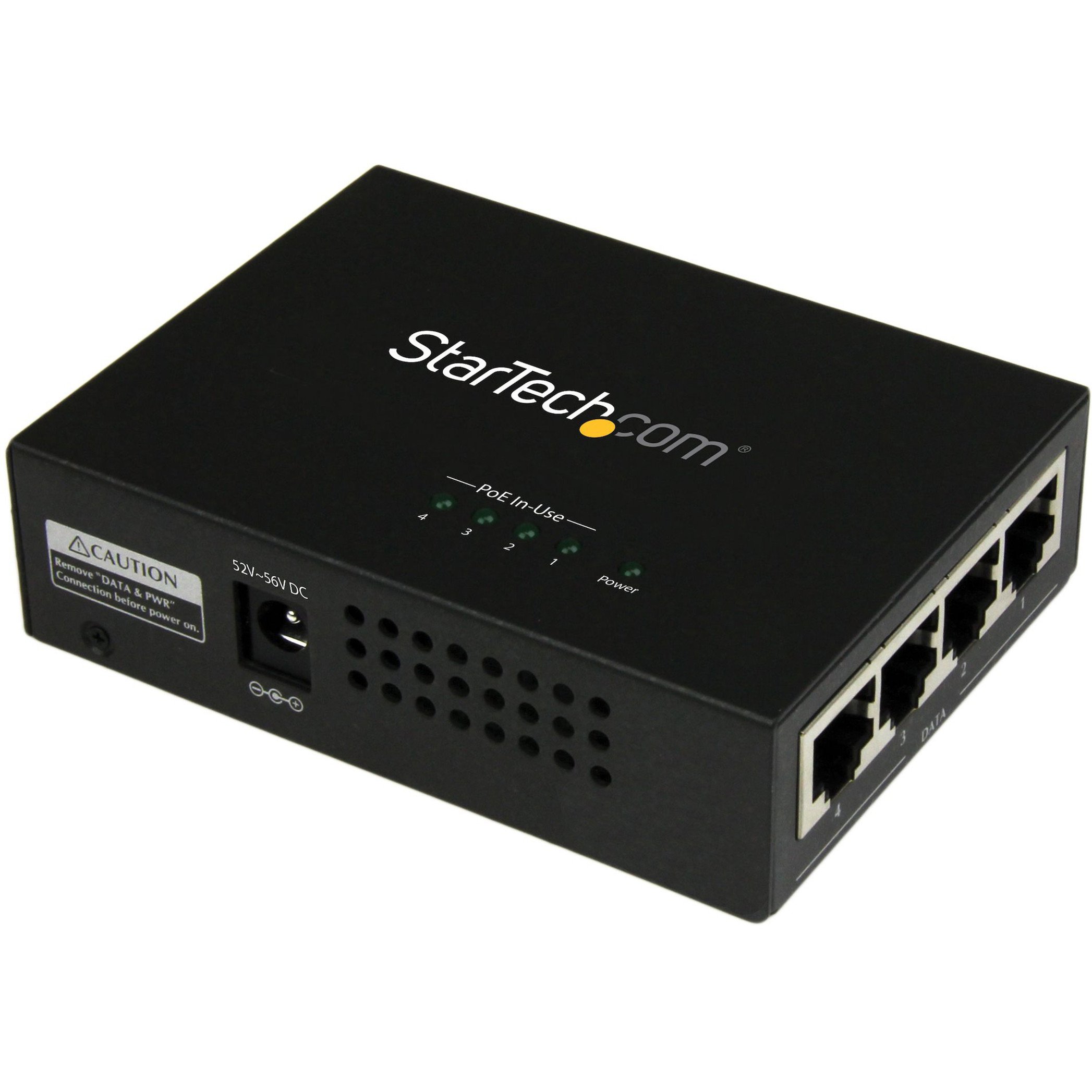 Startech .com 4 Port Gigabit MidspanPoE+ Injector802.3at and 802.3afDeliver power and data to four PoE-powered devices (PD) using this… POEINJ4G
