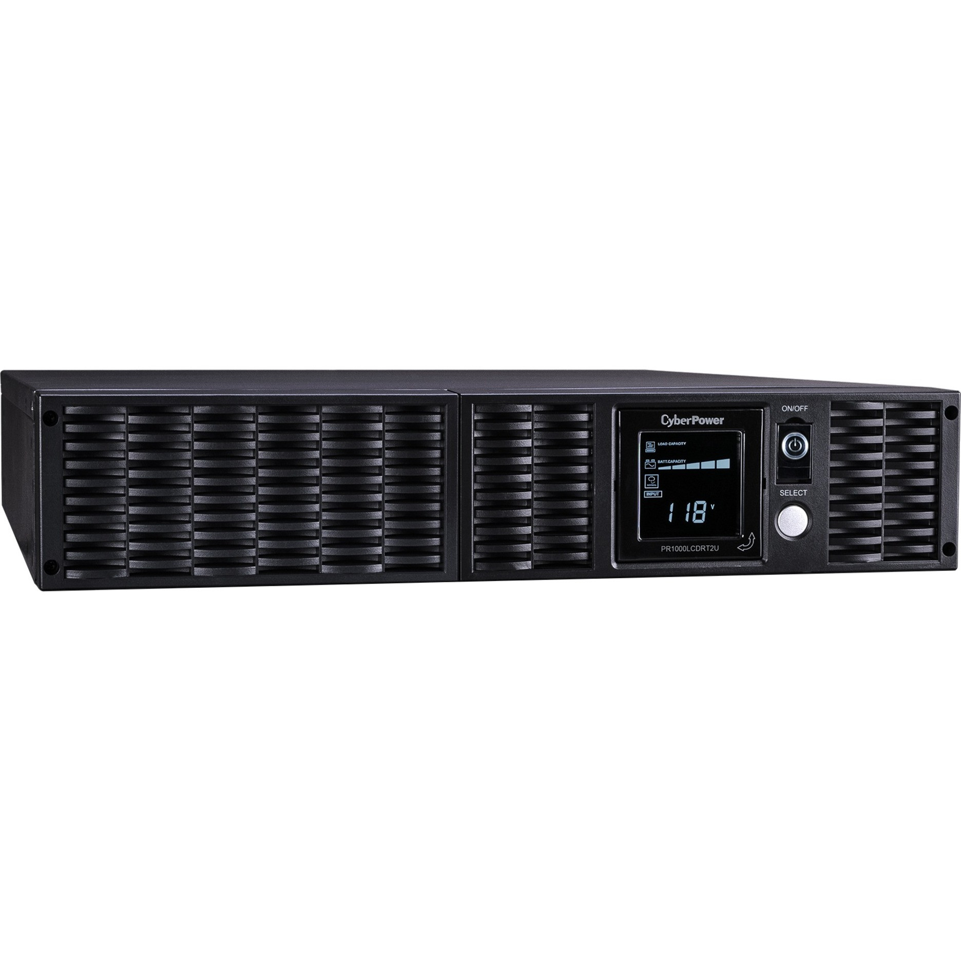 Cyber Power PR1000LCDRT2U Smart App Sinewave UPS Systems1000VA/900W, 120 VAC, NEMA 5-15P, 1U, Rack / Tower, Sine Wave, 8 Outlets, LCD, P… PR1000LCDRT2U