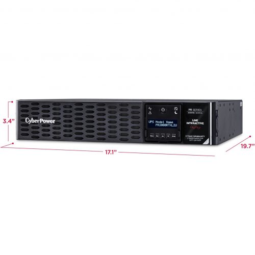 Cyber Power PR2000RTXL2UTAA TAA Compliant UPS Systems2000VA/2000W, 120 VAC, NEMA 5-20P, 2U, Rack / Tower, Sine Wave, 8 Outlets, LCD, P… PR2000RTXL2UTAA