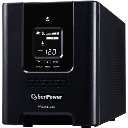 Cyber Power PR2200LCDSL Smart App Sinewave UPS Systems2070VA/1980W, 120 VAC, NEMA 5-20P, Mini-Tower, Sine Wave, 7 Outlets, LCD, Panel… PR2200LCDSL