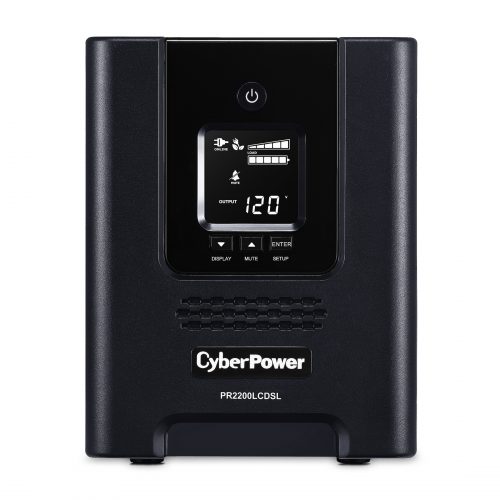 Cyber Power PR2200LCDSL Smart App Sinewave UPS Systems2070VA/1980W, 120 VAC, NEMA 5-20P, Mini-Tower, Sine Wave, 7 Outlets, LCD, Panel… PR2200LCDSL