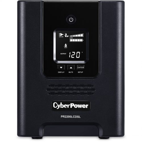 Cyber Power PR2200LCDSL Smart App Sinewave UPS Systems2070VA/1980W, 120 VAC, NEMA 5-20P, Mini-Tower, Sine Wave, 7 Outlets, LCD, Panel… PR2200LCDSL