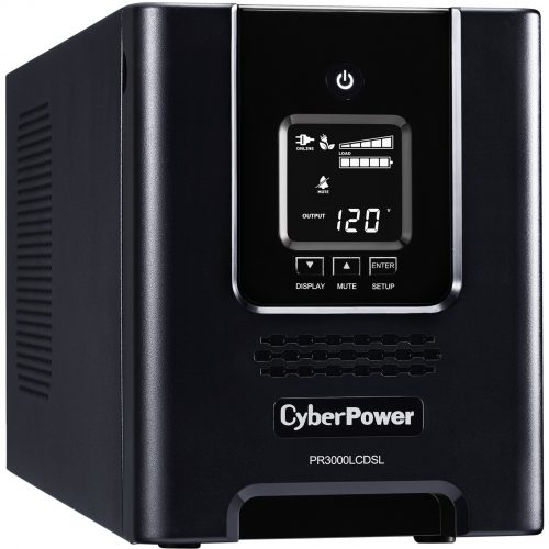 Cyber Power PR3000LCDSL Smart App Sinewave UPS Systems3000VA/2700W, 120 VAC, NEMA L5-30P, Mini-Tower, Sine Wave, 7 Outlets, LCD, Pane… PR3000LCDSL