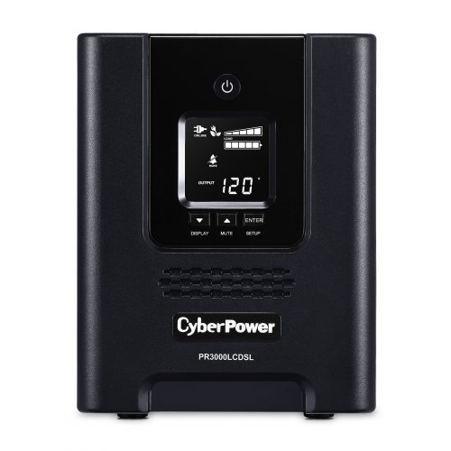 Cyber Power PR3000LCDSL Smart App Sinewave UPS Systems3000VA/2700W, 120 VAC, NEMA L5-30P, Mini-Tower, Sine Wave, 7 Outlets, LCD, Pane… PR3000LCDSL