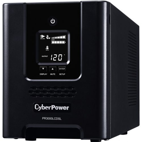 Cyber Power PR3000LCDSL Smart App Sinewave UPS Systems3000VA/2700W, 120 VAC, NEMA L5-30P, Mini-Tower, Sine Wave, 7 Outlets, LCD, Pane… PR3000LCDSL